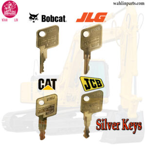 Set of 4 New Wah Lin Silver Ignition Key For Heavy Equipment Key Replace Fits Bobcat JLG Caterpillar JCB