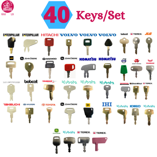 40 Keys Master Ignition Key Set, Heavy Equipment Machines Construction Key Set