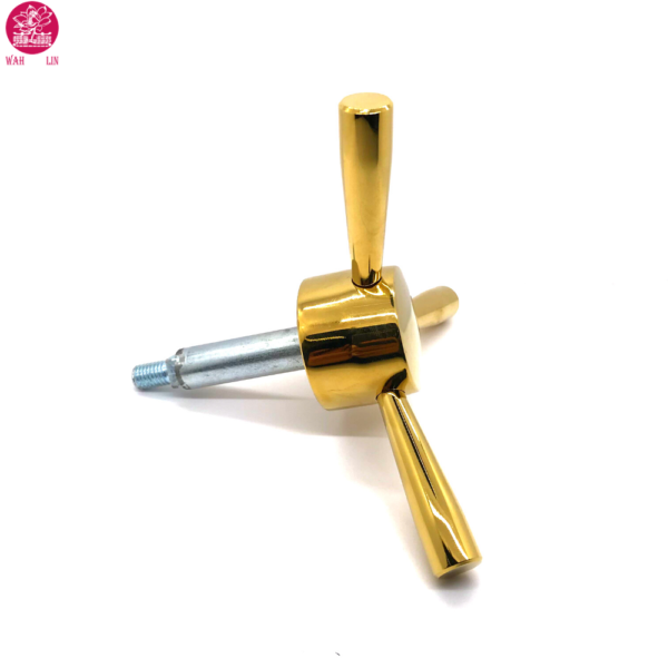 3 Spoke Gold Finish Handle for Strong Safes & Vault Doors - Image 2