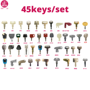 Heavy Equipment 45 Key Set / Fits Bobcat CASE Caterpillar Genie HYSTER JCB JLG Komatsu SANY MULTIQUIP KOBELCO New Holland KUBOTA Toyota Volvo & More