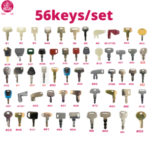 56 Keys Heavy Equipment Key Set / Fits Bobcat CASE Caterpillar Genie HYSTER JCB JLG Komatsu SANY MULTIQUIP KOBELCO New Holland KUBOTA Toyota Volvo & More