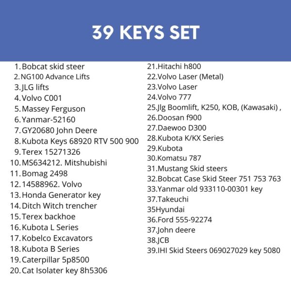 Wah Lin Parts 39 Heavy Construction Ignition Key Set for Equipment Cat Case Deere Komatsu JCB - Image 8