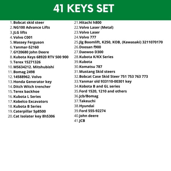 Wah Lin Parts 41 Keys Master Excavator Float Driver Set - Plant Keys JCB Doosan CAT JLG Volvo - Image 2