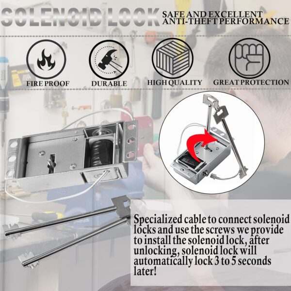 SAFE ELECTRONIC LOCK SOLENOID LOCK & 2 MASTER KEY OVERRIDE W/ CHROME KEYPAD - Image 6