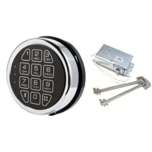 SAFE ELECTRONIC LOCK SOLENOID LOCK & 2 MASTER KEY OVERRIDE W/ CHROME KEYPAD