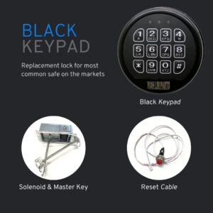 Black Keypad Solenoid Lock 2 Override Master Keys Safe Electronic Lock - Gun Safe Lock Replacement Complete Set
