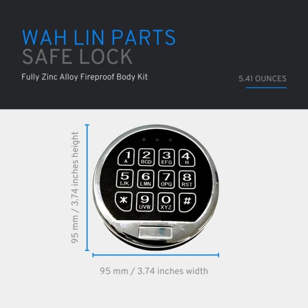 Chrome Keypad Safe Electronic Lock with Solenoid Master Keys, Safe Lock Replacement Fireproof Electronic Box Lock, Gun Safe Replacement Lock - Image 3