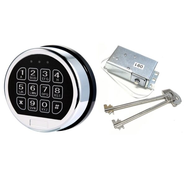 Chrome Keypad Safe Electronic Lock with Solenoid Master Keys, Safe Lock Replacement Fireproof Electronic Box Lock, Gun Safe Replacement Lock - Image 2