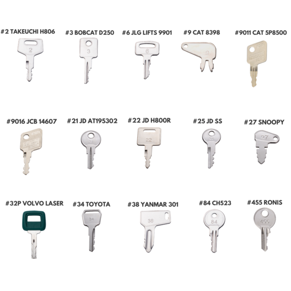 WAH LIN PARTS 15 Equipment Key Set Pack - Heavy Construction Equipment Keys for Caterpillar Case JD Hyster Komatsu Ronis Bobcat JLG JCB Hitachi Volvo Toyota Yanmar and more. - Image 2