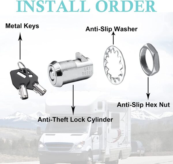 3 Pack Upgraded Slam Locks(20.7mm) Cabinet Cam Locks Keyed Aliked RV Storage Lock for RV Storage Door,Secure Door Files,Tool Box Drawers,Mailbox Lock and More(Zinc Alloy) - Image 7