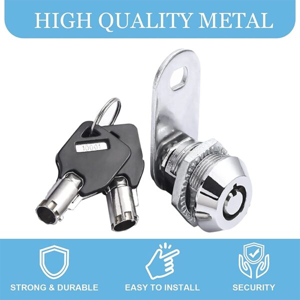 5 Pack Tubular Cam Locks Keyed Alike-5/8 Inch ,Cabinet Locks for RV Storage Lock, Tool Box Drawer, Secue Door Files,Mailbox Locks, Cabinet Drawer Locks and More (Zinc Alloy) - Image 3