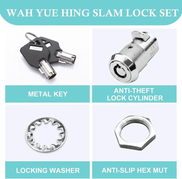 3 Pack Upgraded Slam Locks(20.7mm) Cabinet Cam Locks Keyed Aliked RV Storage Lock for RV Storage Door,Secure Door Files,Tool Box Drawers,Mailbox Lock and More(Zinc Alloy) - Image 2