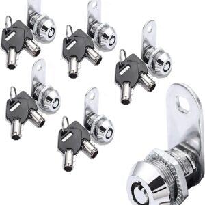 5 Pack Tubular Cam Locks Keyed Alike-5/8 Inch ,Cabinet Locks for RV Storage Lock, Tool Box Drawer, Secue Door Files,Mailbox Locks, Cabinet Drawer Locks and More (Zinc Alloy)