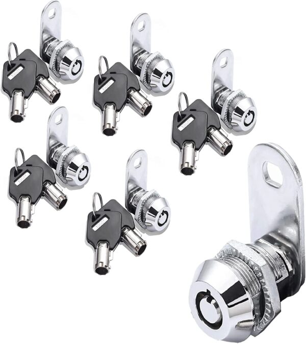5 Pack Tubular Cam Locks Keyed Alike-5/8 Inch ,Cabinet Locks for RV Storage Lock, Tool Box Drawer, Secue Door Files,Mailbox Locks, Cabinet Drawer Locks and More (Zinc Alloy)