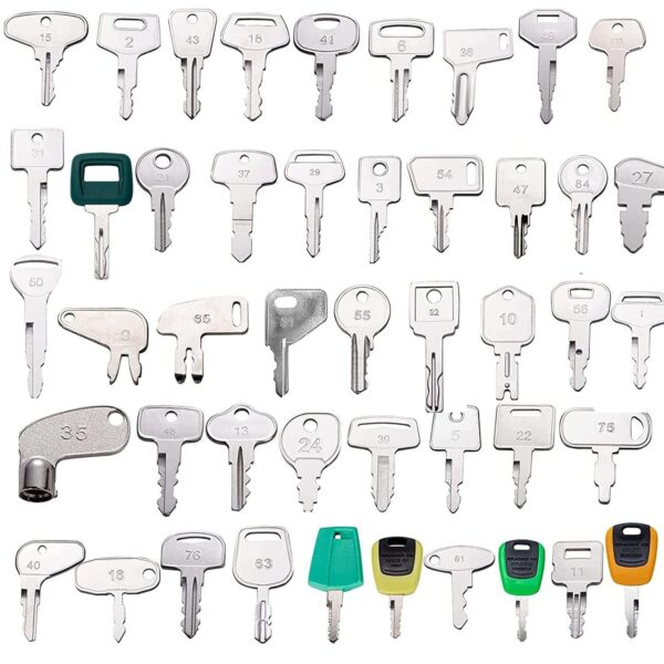 46 Heavy Equipment Keys Master Set, Construction & Builder Master Key Set with Cable Keychain, Fits Forklift Tractor Excavator Dozer Dumper Digger & More - Image 2