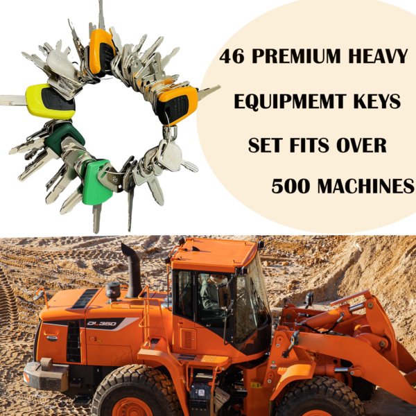 46 Heavy Equipment Keys Master Set, Construction & Builder Master Key Set with Cable Keychain, Fits Forklift Tractor Excavator Dozer Dumper Digger & More - Image 5