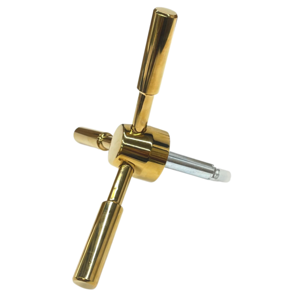 Heavy-Duty and Stylish Gold Round 3 Spoke 105mm Length Gold Safe Handle for Strong Box,Gun Safes and Vault Doors,Zinc Alloy - Image 3