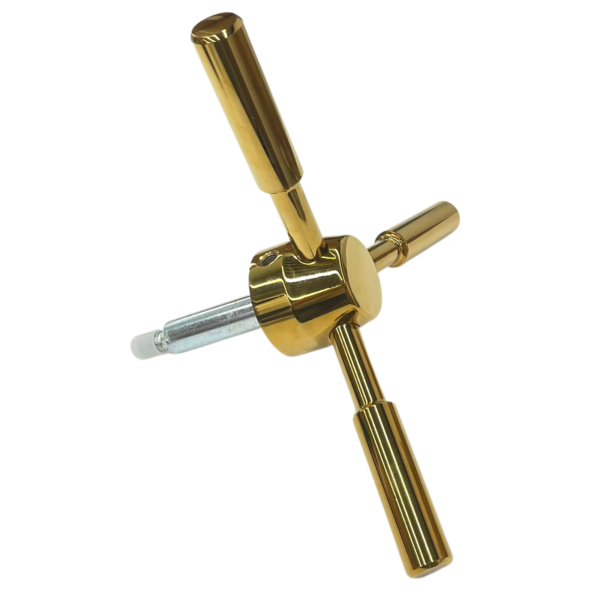 Heavy-Duty and Stylish Gold Round 3 Spoke 105mm Length Gold Safe Handle for Strong Box,Gun Safes and Vault Doors,Zinc Alloy - Image 4