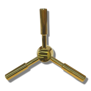 Heavy-Duty and Stylish Gold Round 3 Spoke 105mm Length Gold Safe Handle for Strong Box,Gun Safes and Vault Doors,Zinc Alloy