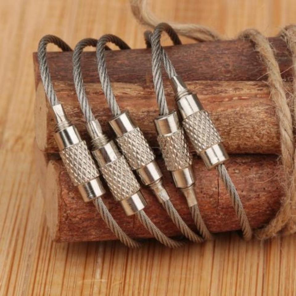 EDC Stainless Steel Aircraft Clasp Tough Gear Keychain Multi-quality Mechanics Prepper Outdoor Steel Wire Rope Key Rings - Image 2
