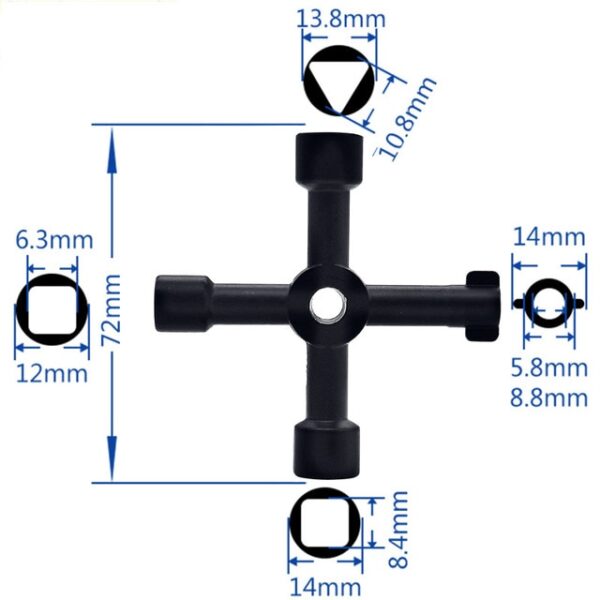 4 Way Universal Cross Triangle Wrench KEY for Train Electrical Elevator Cabinet Valve Alloy Triangle - Image 6