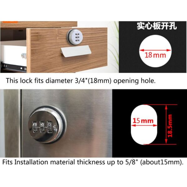 3-Digit Combination Mailbox Lock 7/8" Rotary Tongue Cam Lock for Cabinet Drawer - Image 7
