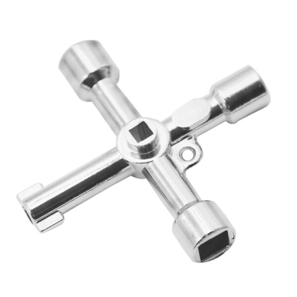 4 Way Universal Cross Triangle Wrench KEY for Train Electrical Elevator Cabinet Valve Alloy Triangle - Image 3