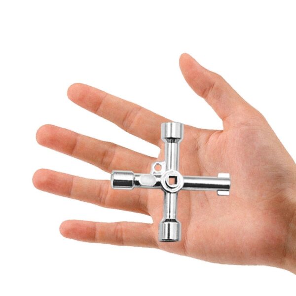 4 Way Universal Cross Triangle Wrench KEY for Train Electrical Elevator Cabinet Valve Alloy Triangle - Image 8