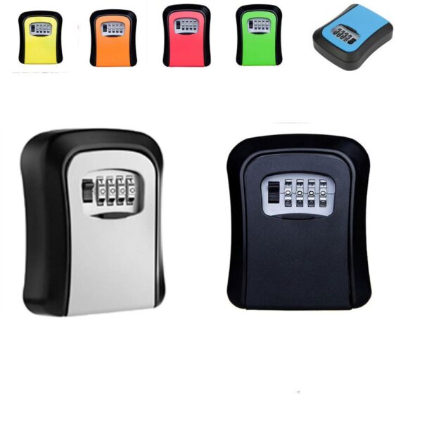 Key lock box wall-mounted plastic key safe weatherproof 4 combination key storage lock box for indoor and outdoor use