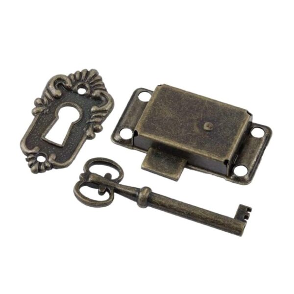 Decorative Furniture Locks Antique Iron Drawer Locks with Key Jewelry Wooden Box Latch Vintage Furniture Hardware