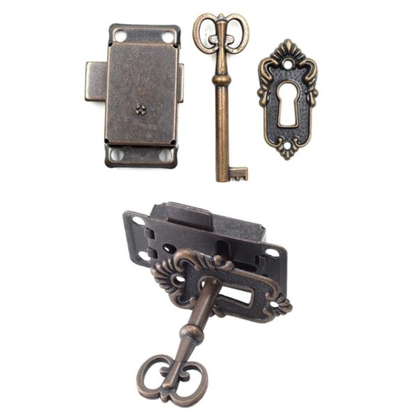 Decorative Furniture Locks Antique Iron Drawer Locks with Key Jewelry Wooden Box Latch Vintage Furniture Hardware - Image 5