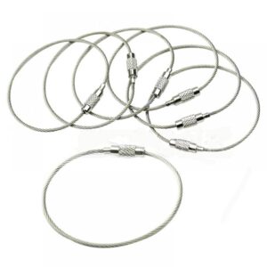 EDC Stainless Steel Aircraft Clasp Tough Gear Keychain Multi-quality Mechanics Prepper Outdoor Steel Wire Rope Key Rings