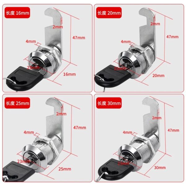 Security Lock 16/20/25/30mm Cabinet Locks Filing Cabinet Post Mailbox Drawer Cupboard Locker Security Furniture Locks With 2 Key - Image 5