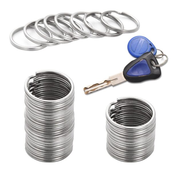 Polished Silver Keyring Stainless Steel Hole Key Ring Key Chain Rhodium Plated Round Split Keychain DIY Wholesale - Image 3