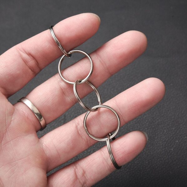 Polished Silver Keyring Stainless Steel Hole Key Ring Key Chain Rhodium Plated Round Split Keychain DIY Wholesale - Image 5
