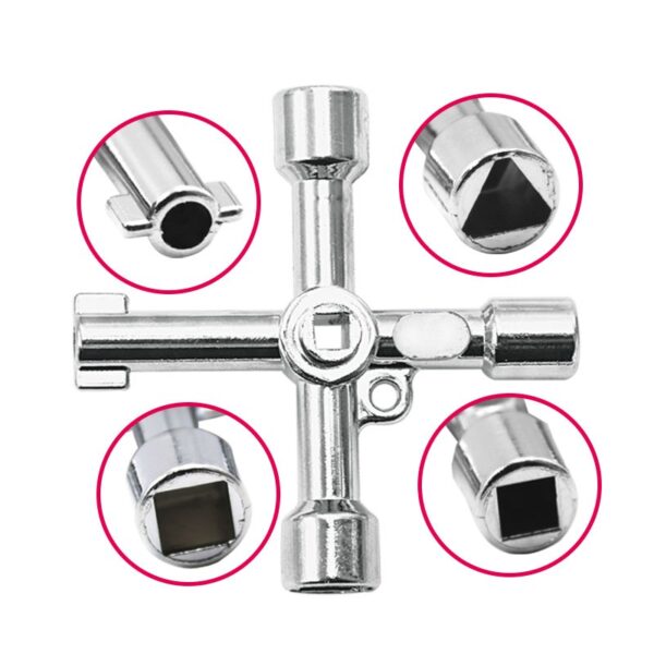4 Way Universal Cross Triangle Wrench KEY for Train Electrical Elevator Cabinet Valve Alloy Triangle - Image 2