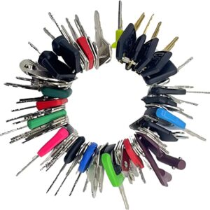 77 Pro Heavy Equipment Construction Equipment Keys Set, 3 Stainless Steel Cable Keyrings, Extra CAT JD JCB JLG Komatsu Kubota Yanmar Daewoo Hyster Keys Master Set