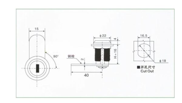 cabinet cam locks, Cross copper cylinder,for Distribution box,tin trunk,office file , Industrial lock - Image 2