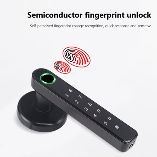 Tuya Fingerprint Smart Lock Bluetooth Keyless Door Handle Electronic Fingerprint Lever Handle Locks APP Control for Wooden Door - Image 4
