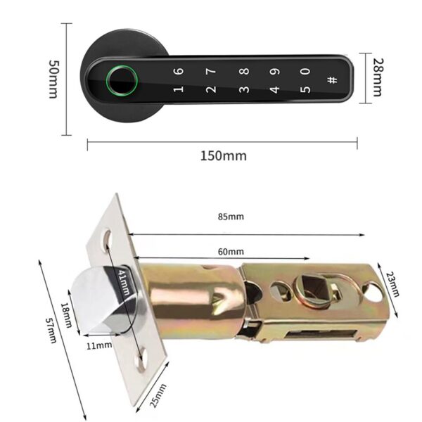 Tuya Fingerprint Smart Lock Bluetooth Keyless Door Handle Electronic Fingerprint Lever Handle Locks APP Control for Wooden Door - Image 3