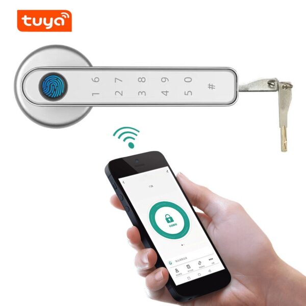 Tuya Fingerprint Smart Lock Bluetooth Keyless Door Handle Electronic Fingerprint Lever Handle Locks APP Control for Wooden Door - Image 5