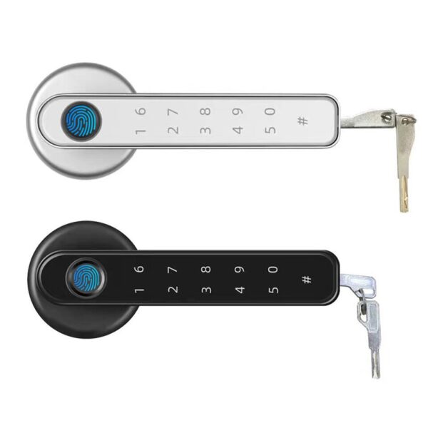 Tuya Fingerprint Smart Lock Bluetooth Keyless Door Handle Electronic Fingerprint Lever Handle Locks APP Control for Wooden Door