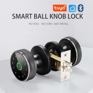Fingerprint Lock Smart Tuya Knob Door Lock Support Key Password Bluetooth APP Unlock Rechargeable Battery