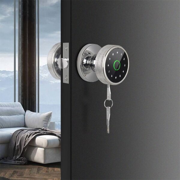 Fingerprint Lock Smart Tuya Knob Door Lock Support Key Password Bluetooth APP Unlock Rechargeable Battery - Image 3
