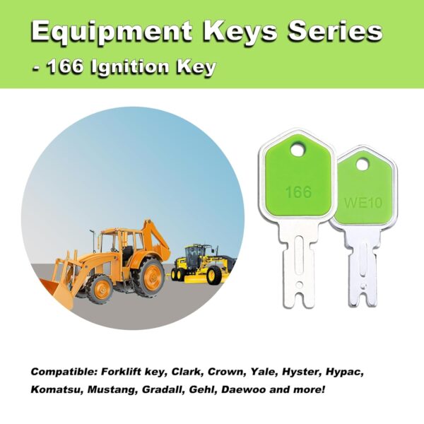 Redesign Plastic Head 166 Forklift Key Replacement for CAT Clark Generic Gradall Daewo Ingersoll-Rand Mustang Crown Yale Hyster Komatsu & More #10P - Image 3
