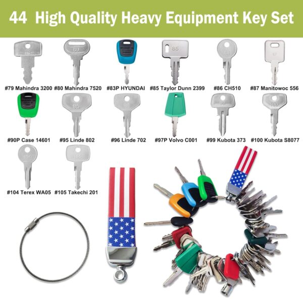 Multipurpose Heavy Equipment Key Set - 1 Key Ring (44 Pcs Keys), Construction Master Equipment Set - Perfect for Cat, Caterpillar, John Deere, Case, Hyster, JCB, Kubota, Volvo, Komatsu - Image 5